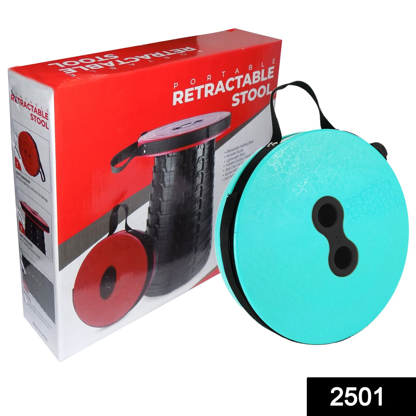 Foldable Height Adjusting Stool Space Saving Telescopic Stool