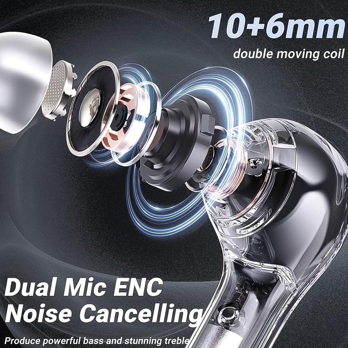 Wireless Bluetooth 5.3 In-ear With Microphones 200mah Battery